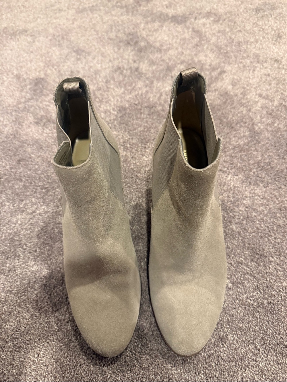 MICHAEL Michael Kors Light Gray Suede Chelsea Ankle Boots